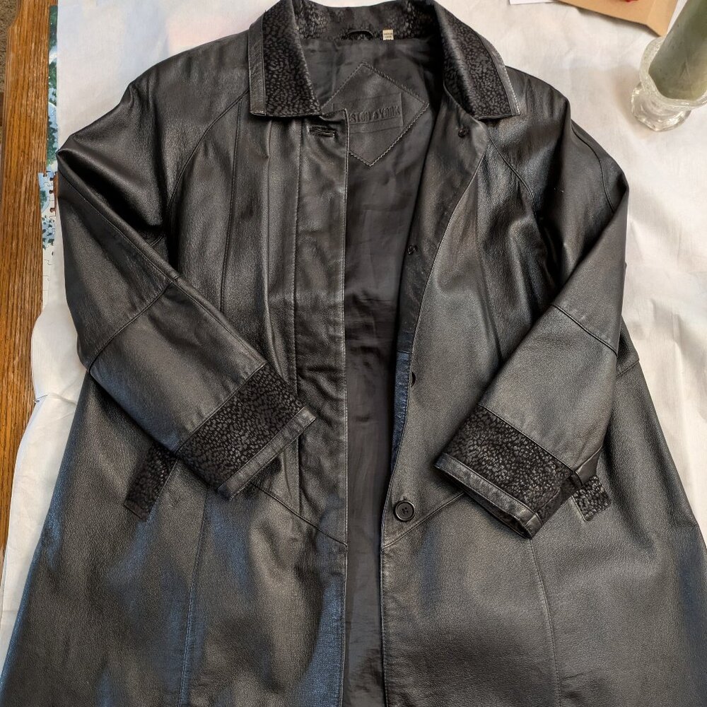 Preston & York Black Genuine Leather Coat